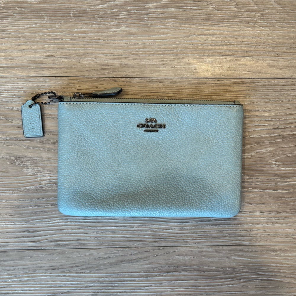 Coach Sky Blue Leather Pouch